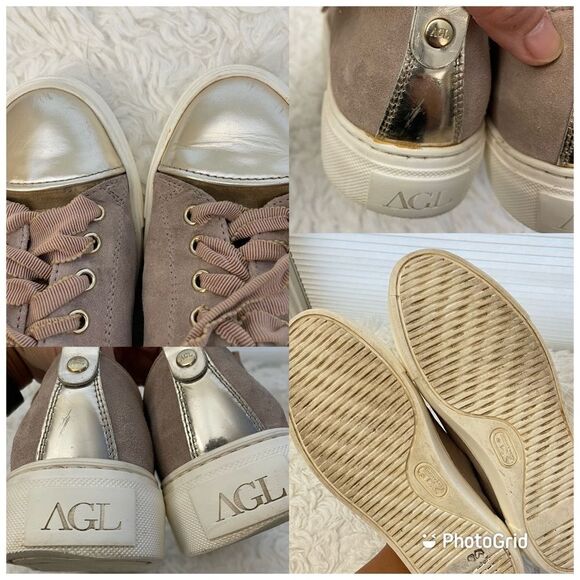 AGL Attilio Giusti Leombruni Mollie Cap toe pink suede platform sneakers sz 7/37 - Picture 8 of 9